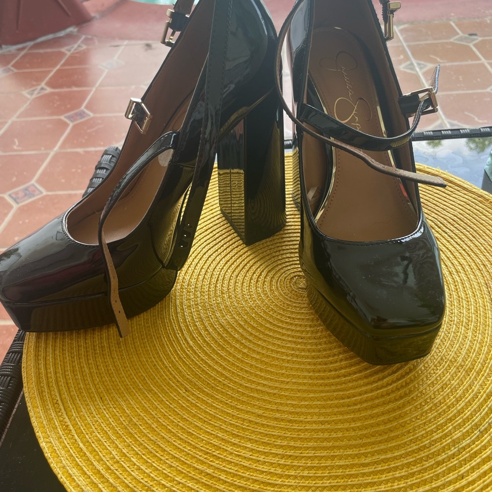 Black Patent Leather Platform Heels